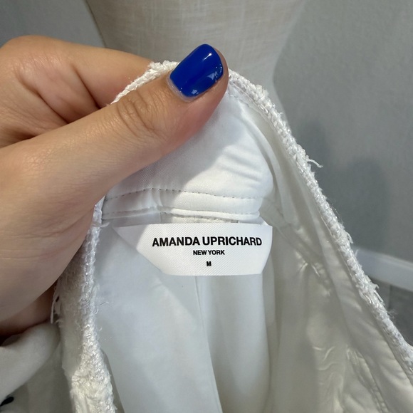 Amanda Uprichard White Tweed Pants w/ Gold Button Detail - Picture 4 of 4